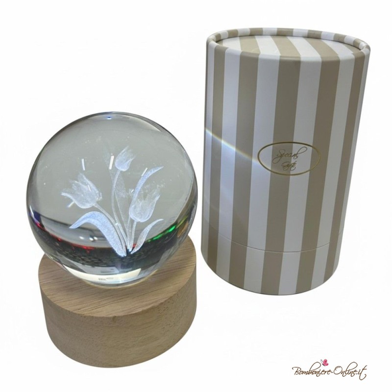 Bomboniera Lampada Sfera Tulipani Cubo