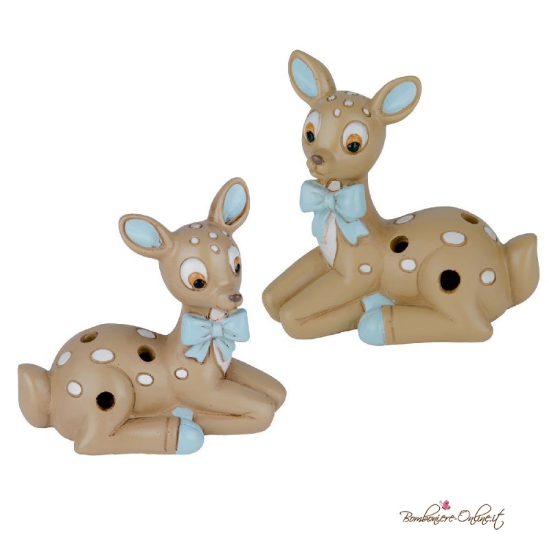 Bomboniera Cerbiatto Celeste con Luce Led