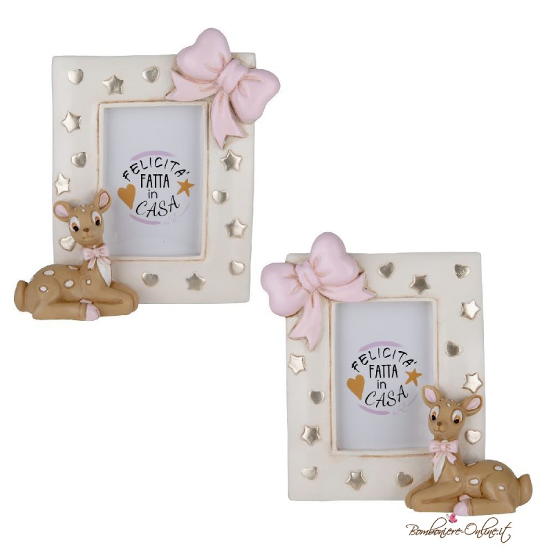 Bomboniera Cornice Portafoto Cerbiatto Rosa