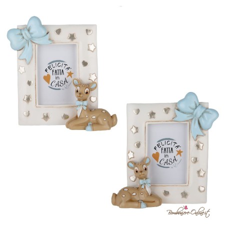Bomboniera Cornice Portafoto Cerbiatto Celeste