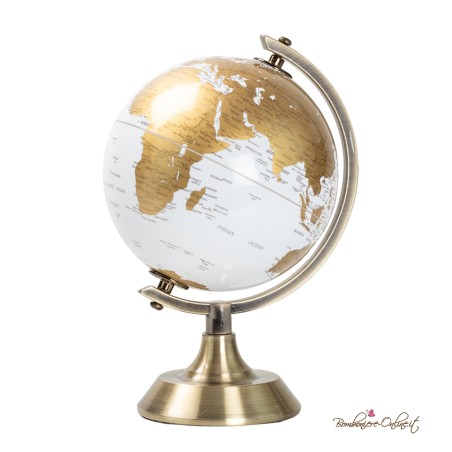 Bomboniera Tema viaggio Mappamondo Avorio e Oro