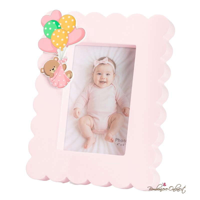 Bomboniera Portafoto Orsetto Girl con Palloncini