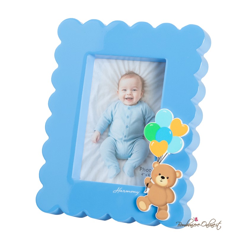 Bomboniera Portafoto Orsetto Boy con Palloncini