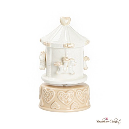 Bomboniera Carillon in Porcellana Giostrina Cavalli
