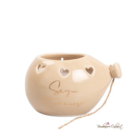 Bomboniera Palloncino Tortora con Frase e Candela Profumata