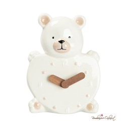 Bomboniera Orologio Cuore Orsetto in Porcellana