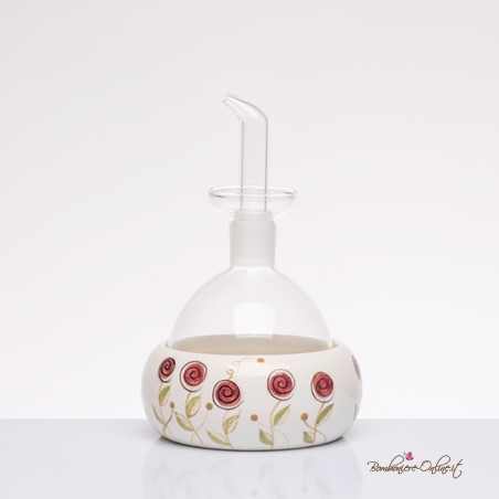 Bomboniera Solidale Oliera in Vetro e Ceramica Bocciolo Rosa