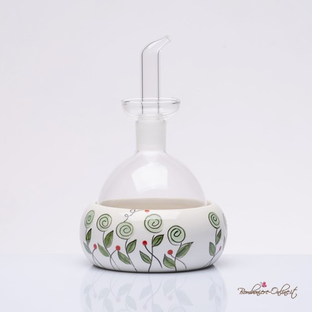 Bomboniera Solidale Oliera in Vetro e Ceramica Bocciolo Verde