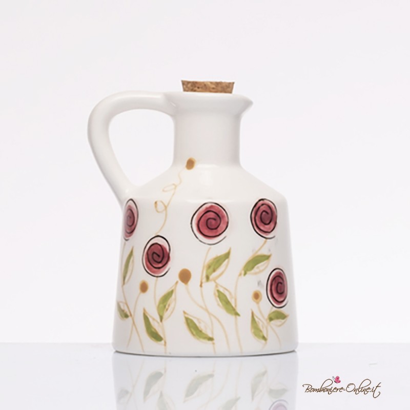 Bomboniera Solidale Oliera Piccola Ceramica Bocciolo Rosa