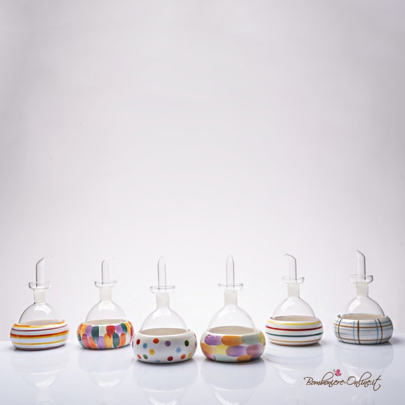 Bomboniera Solidale Oliera in Vetro e Ceramica Madame d'Oliò