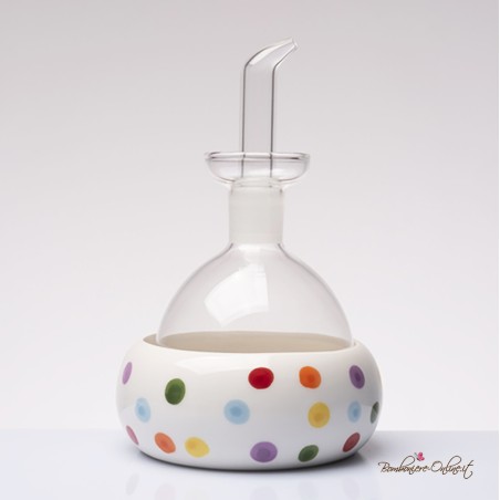 Bomboniera Solidale Oliera in Vetro e Ceramica Pois Madame d'Oliò