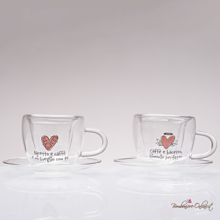 Bomboniera Solidale Coppia Tazzine interno a Cuore Cuoricini