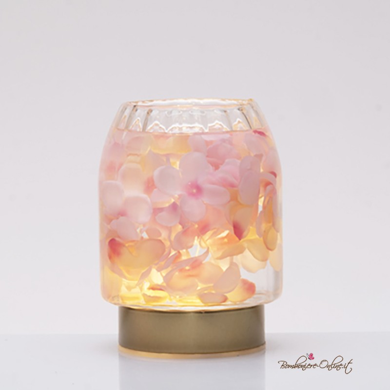 Bomboniera Solidale Vaso Piccolo per Fiori Lampada con Luce Led