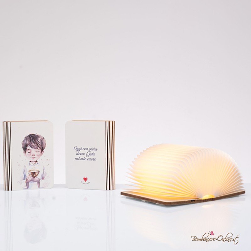 Bomboniera Lampada Libro Luminoso Prima Comunione Bambino