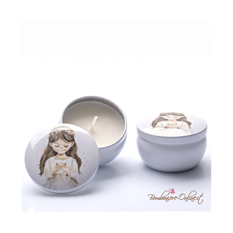 Bomboniera Candela in Latta Prima Comunione Bambina