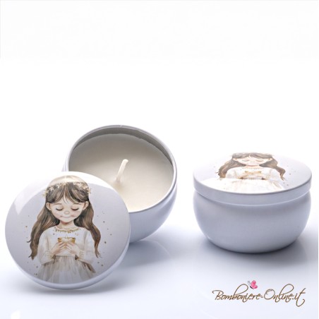 Bomboniera Candela in Latta Prima Comunione Bambina