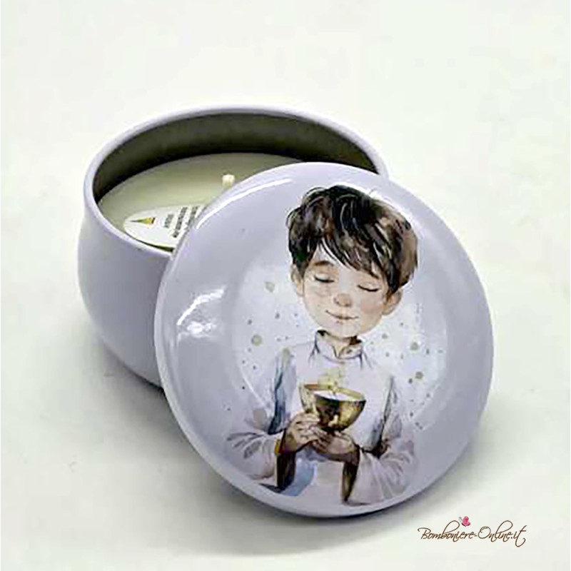 Bomboniera Candela in Latta Prima Comunione Bambino