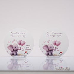 Bomboniera Quadretto Personalizzabile Elefantino Rosa