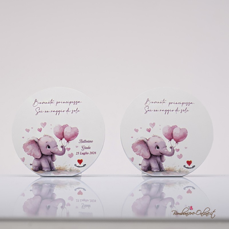 Bomboniera Quadretto Personalizzabile Elefantino Rosa