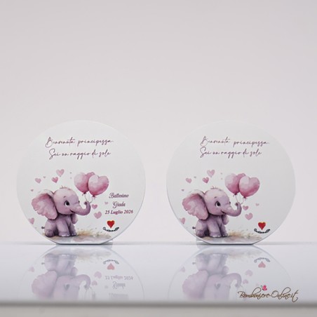 Bomboniera Quadretto Personalizzabile Elefantino Rosa