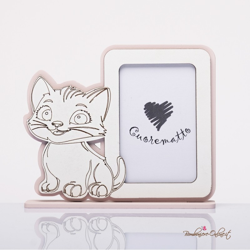 Bomboniera Solidale Portafoto Gattino rosa