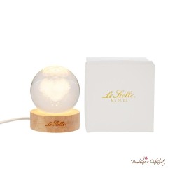 Bomboniera Lampada Sfera Cuore su base legno