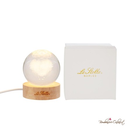 Bomboniera Lampada Sfera Cuore su base legno