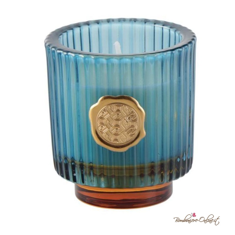 Bomboniera Candela Piccola in Contenitore Blu