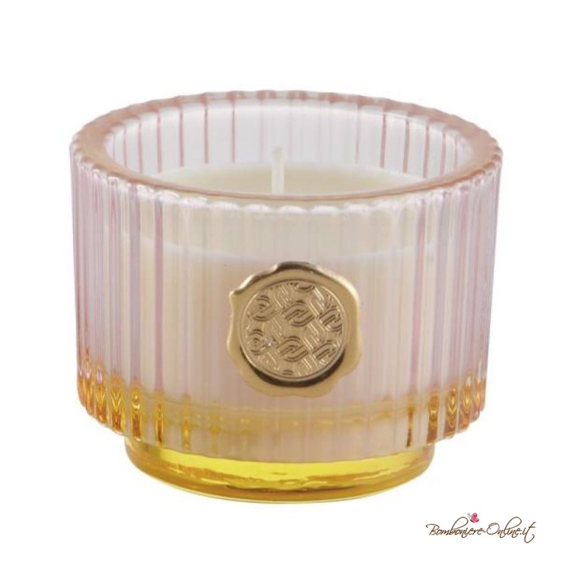 Bomboniera Candela Media in Contenitore Rosa