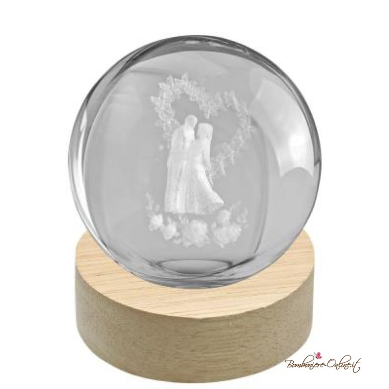 Bomboniera Lampada Sfera Luminosa Sposi con Cuore