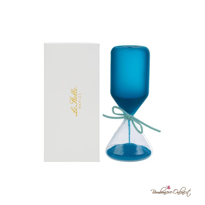 Bomboniera Clessidra Grande in Vetro Satinato Azzurro
