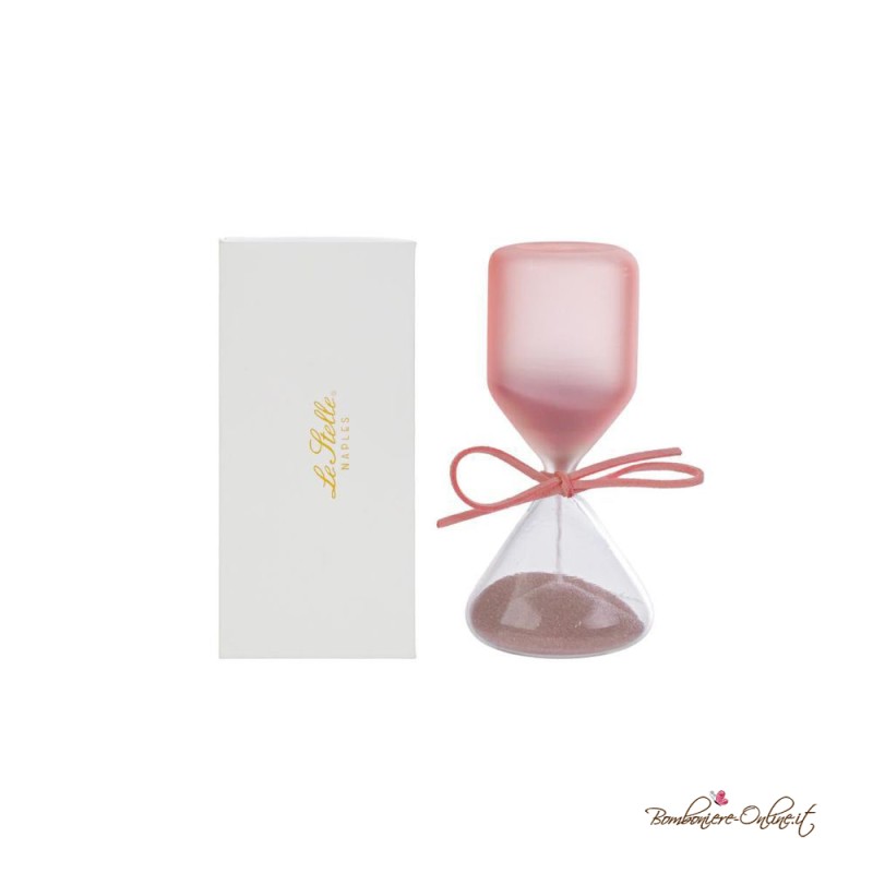 Bomboniera Clessidra Media in Vetro Satinato Rosa