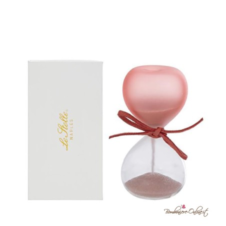 Bomboniera Clessidra Piccola in Vetro Satinato Rosa