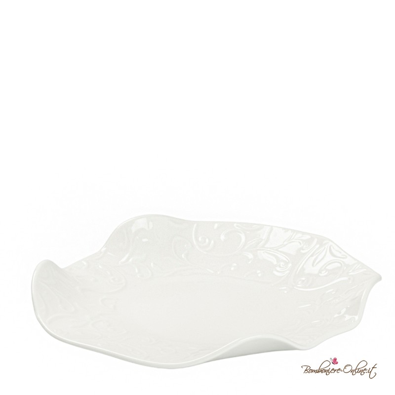 Bomboniere Coppa Svuota Tasche a Fazzoletto in Ceramica Bianca