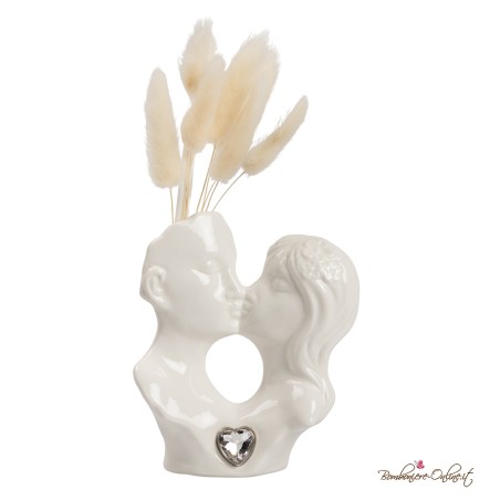 Bomboniera Profumatore Coppia Bacio in Porcellana bianca