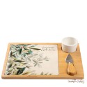 Bomboniere Utili Tagliere Rettangolare Decoro Foglie con Ciotola e Coltello