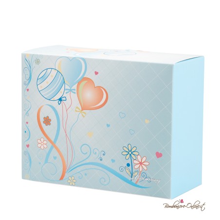 Bomboniera Orologio Palloncino in Porcellana Azzurra con Frase