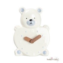 Bomboniera Orologio Orsetto Cuore in Porcellana Azzurro