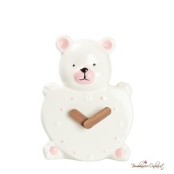 Bomboniera Orologio Orsetto Cuore in Porcellana Rosa