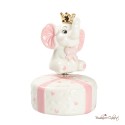 Bomboniera Carillon in Porcellana Elefantino Rosa con Corona