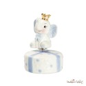 Bomboniera Carillon in Porcellana Elefantino Celeste con Corona