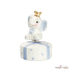 Bomboniera Carillon in Porcellana Elefantino Celeste con Corona
