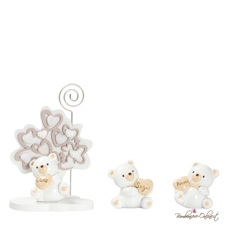 Bomboniera Albero di Cuori Orsetto con Cuore Clip portafoto