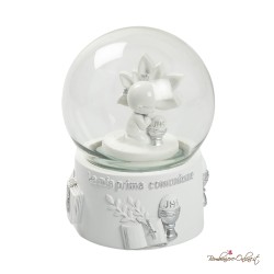 Bomboniera Sfera di Neve Prima Comunione Bambino con Dettagli Silver