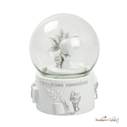 Bomboniera Sfera di Neve Prima Comunione Bambina con Dettagli Silver