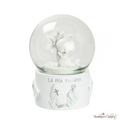 Bomboniera Sfera di Neve Santa Cresima Ragazza con Dettagli Silver