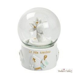 Bomboniera Sfera di Neve Santa Cresima Ragazza con Dettagli Gold