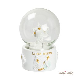 Bomboniera Sfera di Neve Santa Cresima Ragazza con Dettagli Gold