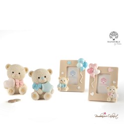 Bomboniera Cornice Portafoto Celeste Orsetto con Palloncini