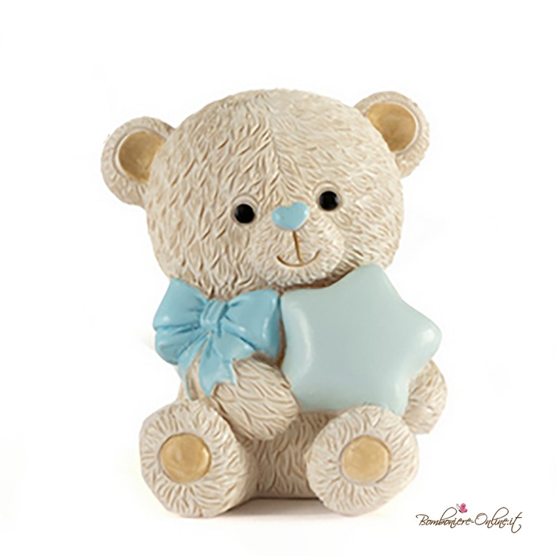 Bomboniera Salvadanaio Celeste Orsetto